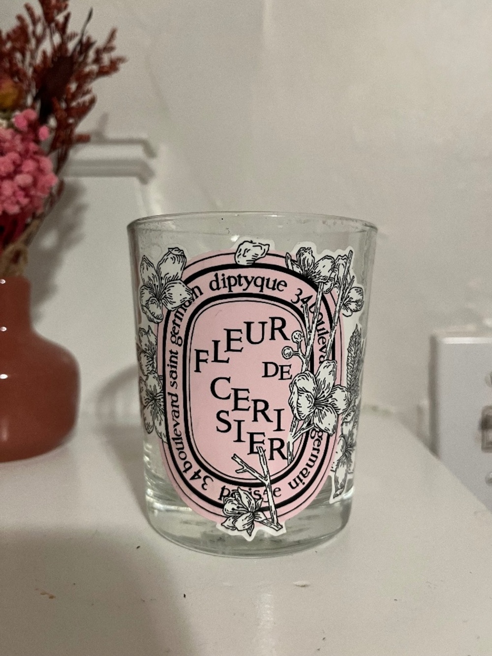 Limited edition Diptyque Fleur de Cerisier glass candle jar Classic size 190g